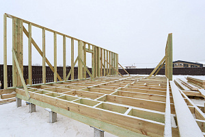 Строительство дуплекса 168 м² с отделкой планкеном и фальцем в КП Отрада-Виладж
