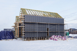Строительство дуплекса 168 м² с отделкой планкеном и фальцем в КП Отрада-Виладж