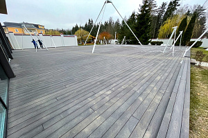 Монтаж террасы из ДПК CM Decking Vintage на алюминиевых лагах в КП Полесье 7
