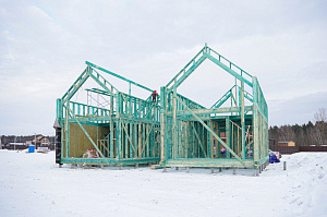 Строительство дуплекса 168 м² с отделкой планкеном и фальцем в КП Отрада-Виладж