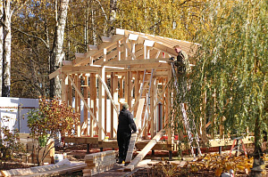 Строительство каркасной бани на винтовых сваях в КП Петровские Аллеи 4