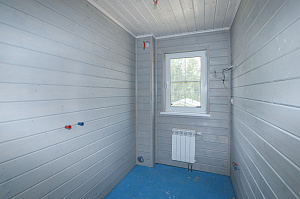 Внутренняя покраска отделки из дерева и лестницы составами Nordic Sauna и Harwood в КП Подушкино 2
