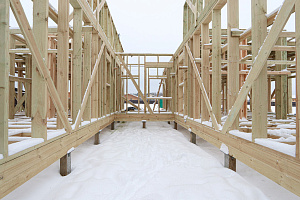 Строительство дуплекса 168 м² с отделкой планкеном и фальцем в КП Отрада-Виладж