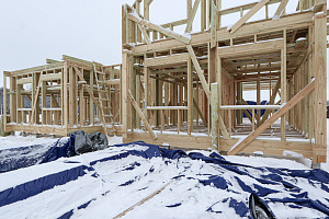 Строительство дуплекса 168 м² с отделкой планкеном и фальцем в КП Отрада-Виладж