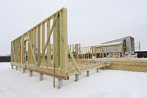 Строительство дуплекса 168 м² с отделкой планкеном и фальцем в КП Отрада-Виладж