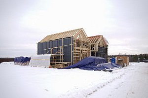 Строительство дуплекса 168 м² с отделкой планкеном и фальцем в КП Отрада-Виладж