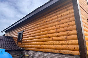 Реставрация фасада из блок-хауса гибридным маслом Tikkurila Pinja W-Oil в КП Рождествено